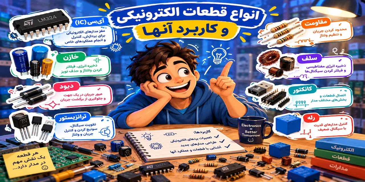 انواع قطعات الکترونیکی و کاربرد آنها